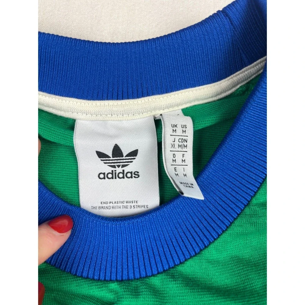 Adidas Originals Men Sportswear Fit Crew Neck Vintage Cali Tee Green Blue M